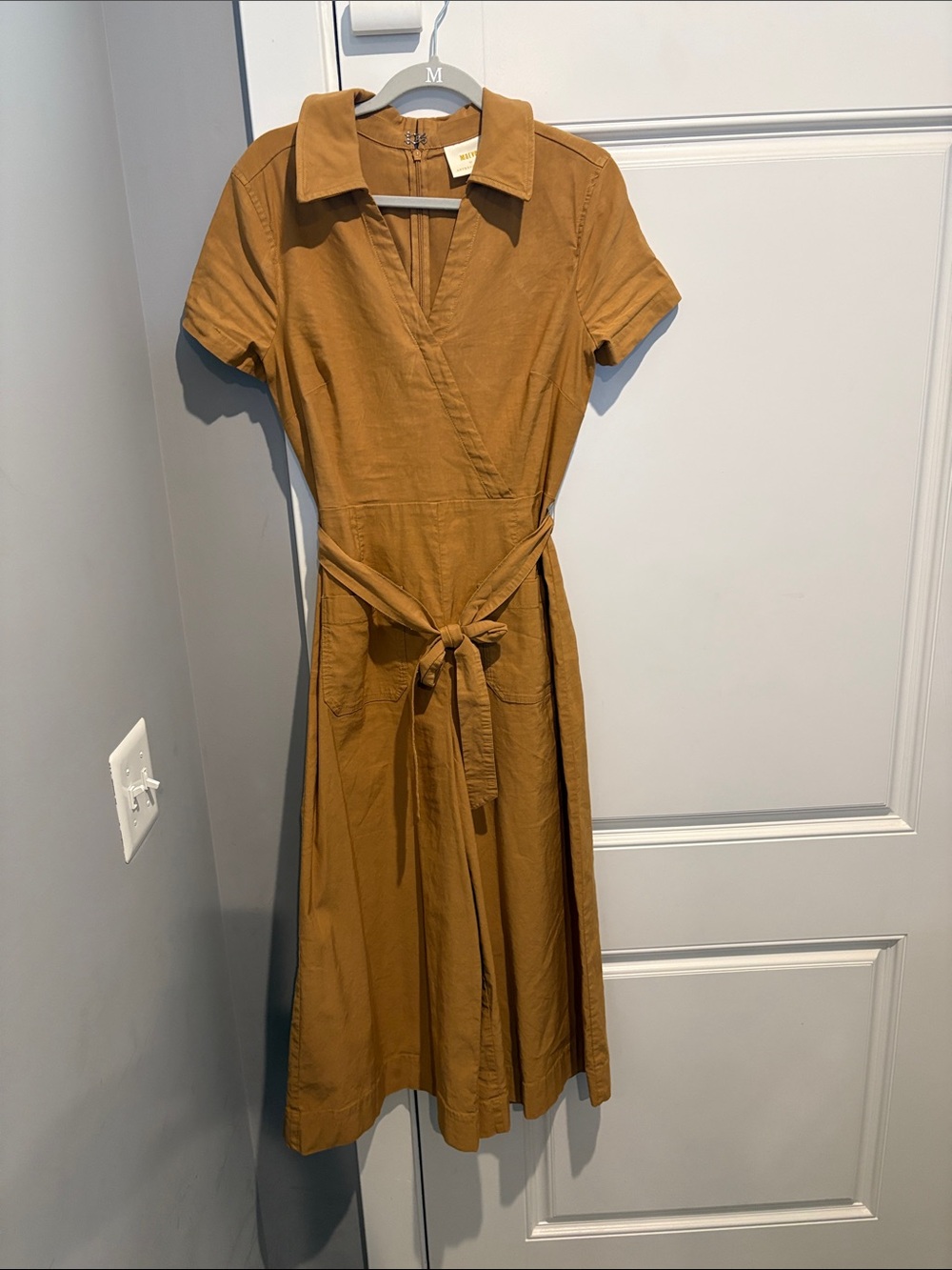 Anthropologie Mustard Wrap jumpsuit. Petite length. 10p